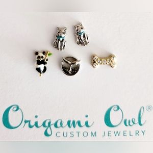 Origami Owl 🦉 Cats, Panda Bear, Whale Tail, Dog Bone Charms Set of 5 NWT $16